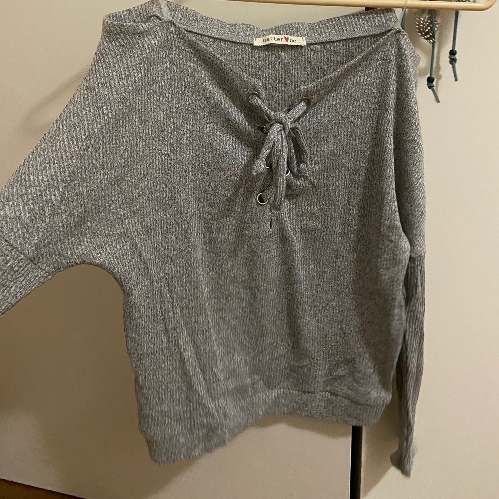 Better Be Grey Tie Long Sleeve
